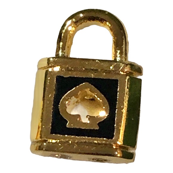 Kate Spade New York Gold Lock and Spade Studs Earrings with box & dust bag new - Picture 11 of 15